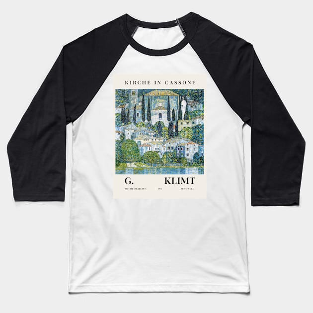 Gustav Klimt Kirche In Cassone Painting Exhibition Baseball T-Shirt by VanillaArt